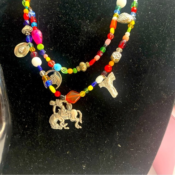 Lot Southwest Style Art Glass Bead Multicolor Necklaces - Picture 4 of 13